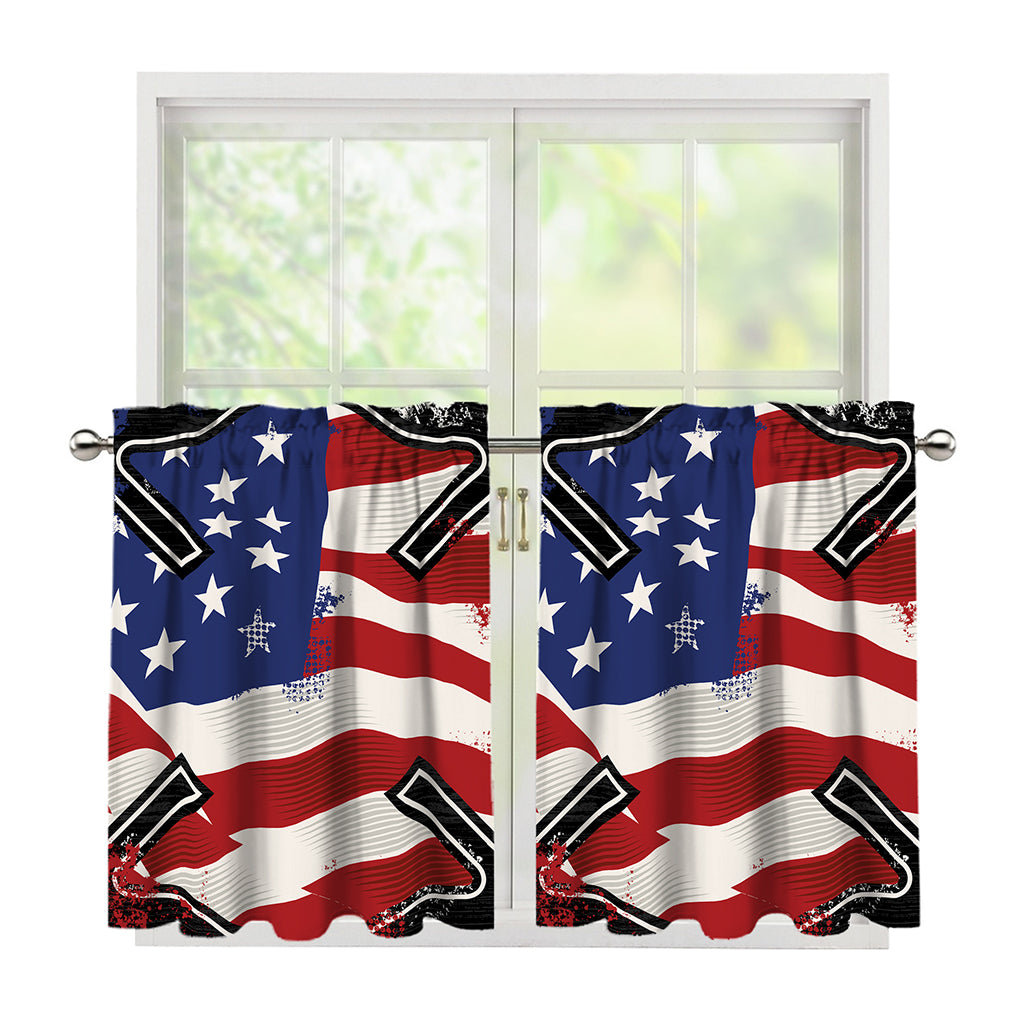 American Firefighter Emblem Print Tier Curtains