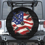 American Firefighter Emblem Print Tire Cover With Camera Hole