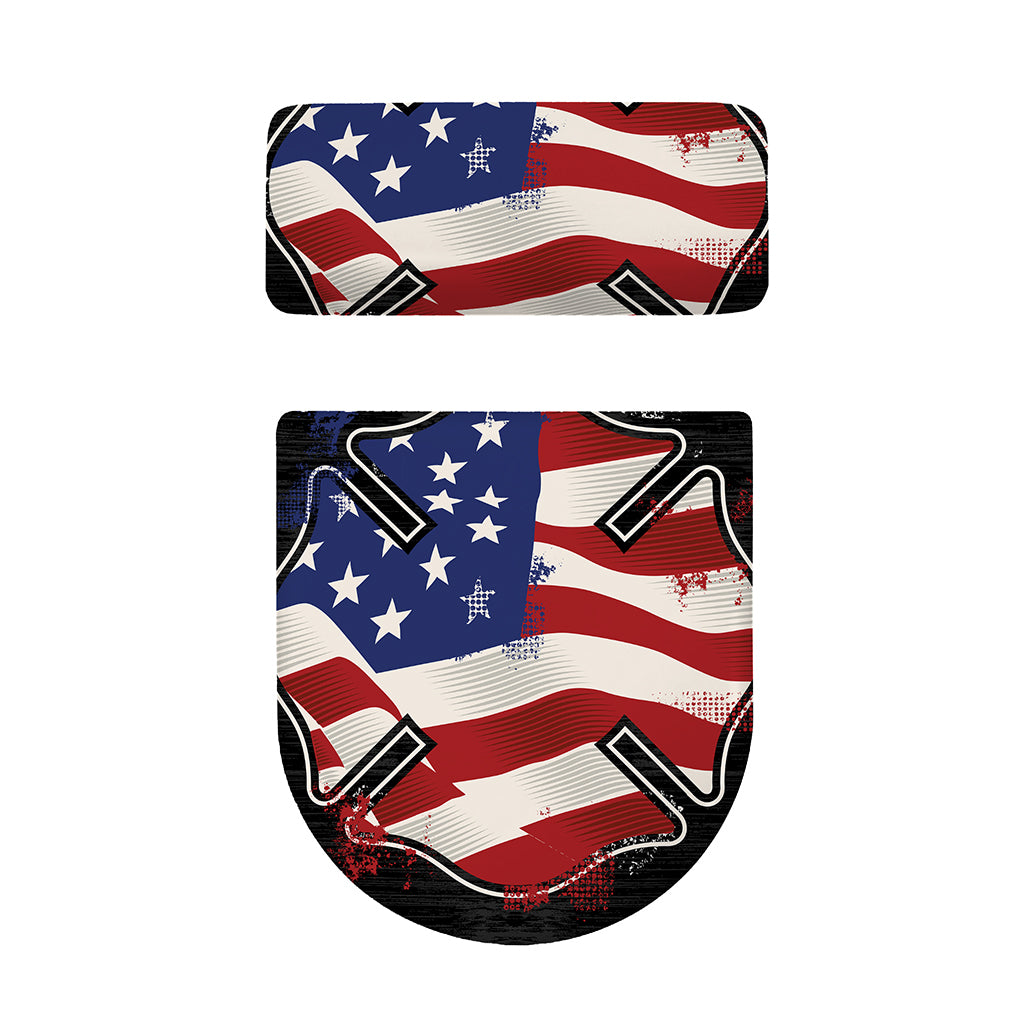 American Firefighter Emblem Print Toilet Lid And Tank Cover Set