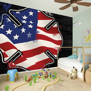 American Firefighter Emblem Print Wall Sticker