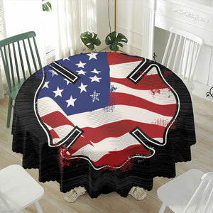 American Firefighter Emblem Print Waterproof Round Tablecloth