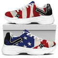 American Firefighter Emblem Print White Chunky Shoes