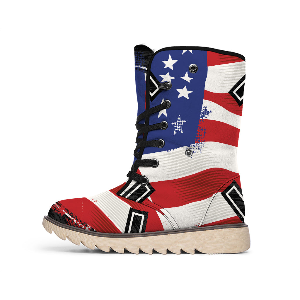 American Firefighter Emblem Print Winter Boots