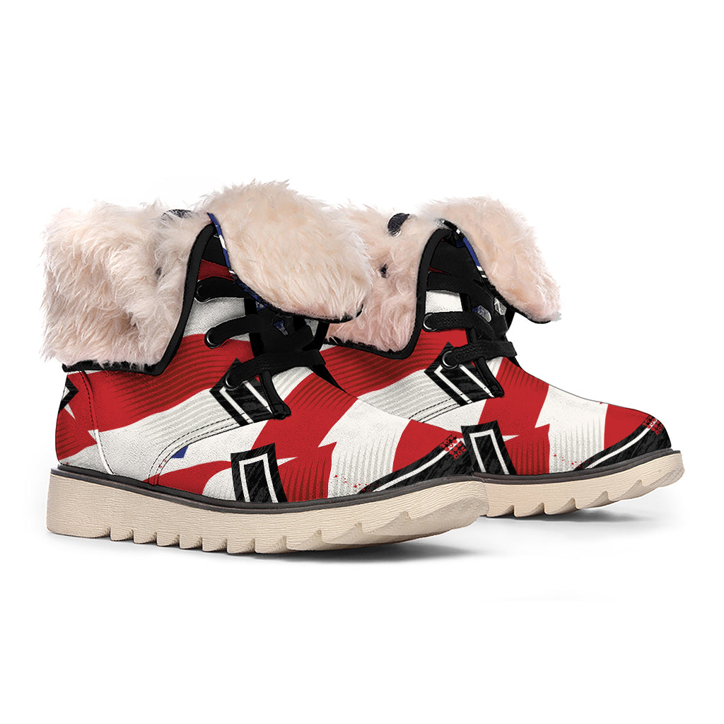 American Firefighter Emblem Print Winter Boots