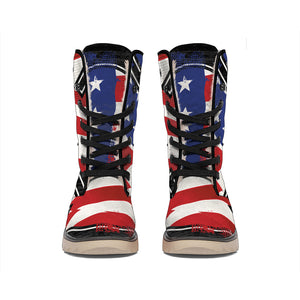 American Firefighter Emblem Print Winter Boots