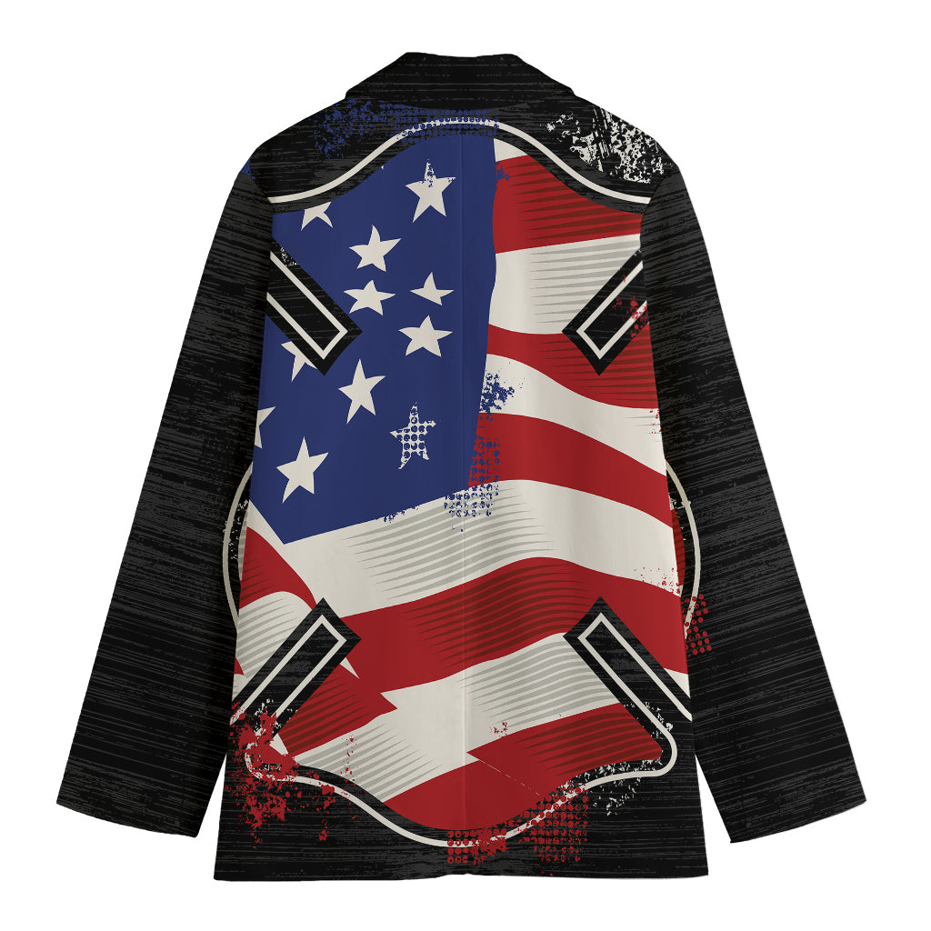 American Firefighter Emblem Print Women's Blazer