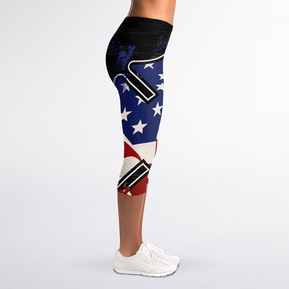 American Firefighter Emblem Print Women's Capri Leggings