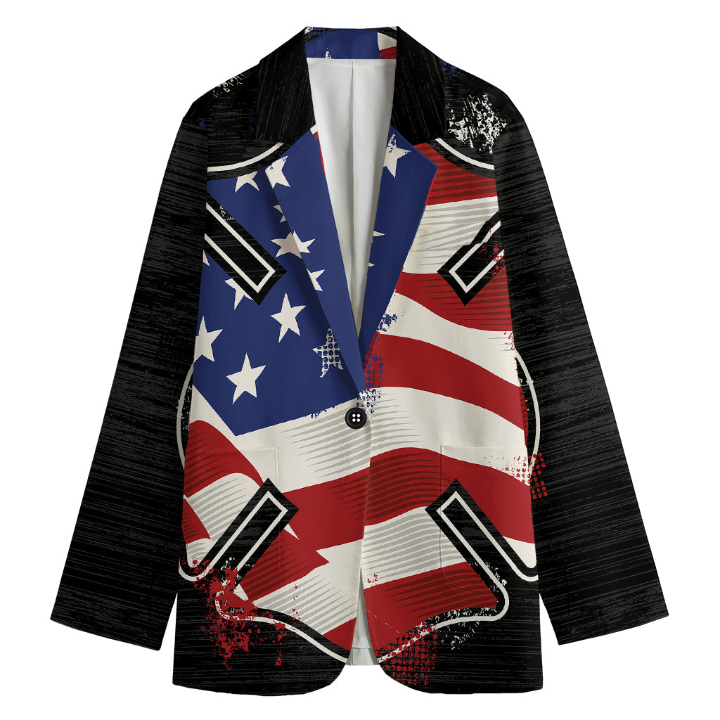 American Firefighter Emblem Print Women's Cotton Blazer