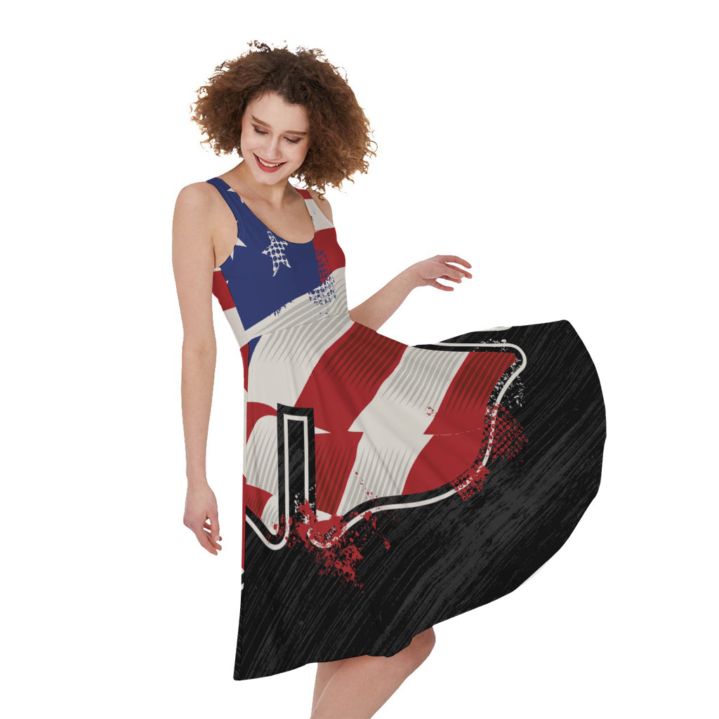American Firefighter Emblem Print Women's Sleeveless Dress