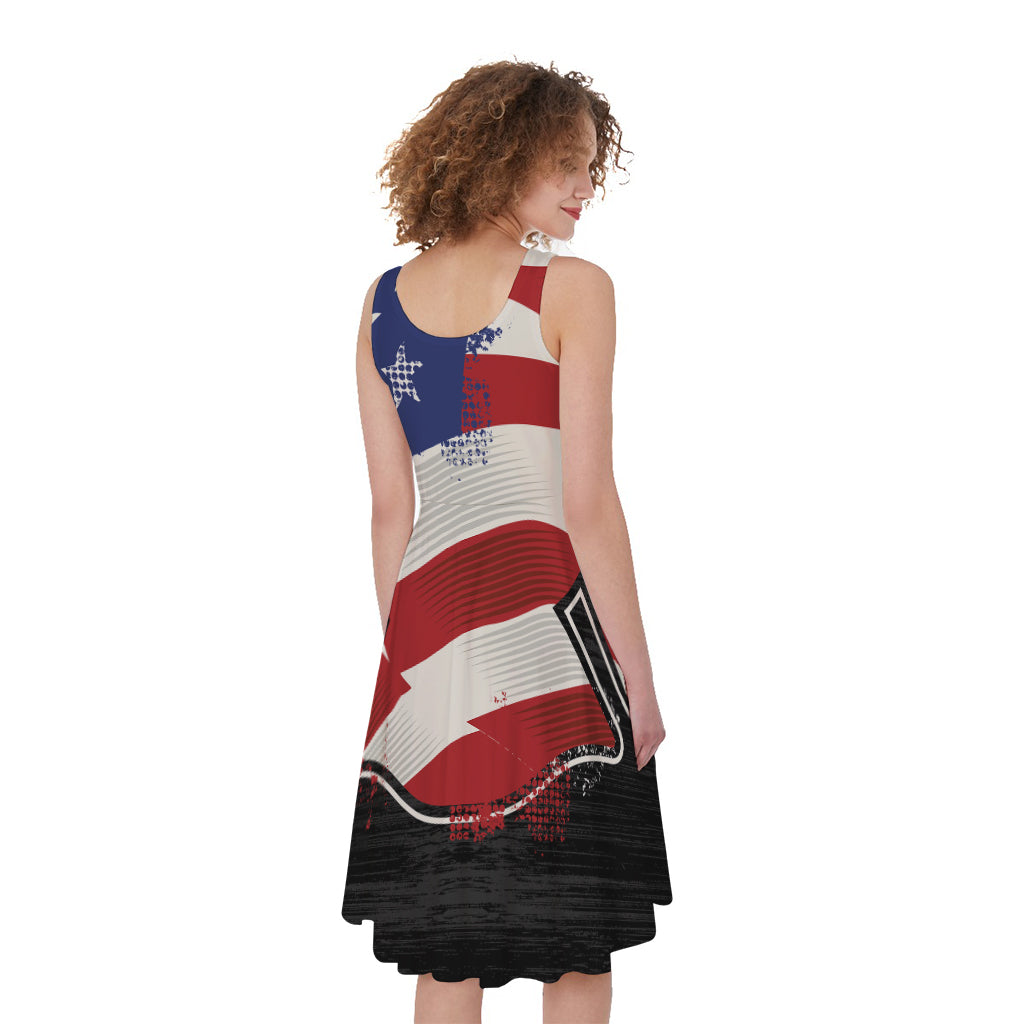 American Firefighter Emblem Print Women's Sleeveless Dress