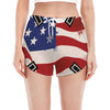 American Firefighter Emblem Print Women's Split Running Shorts