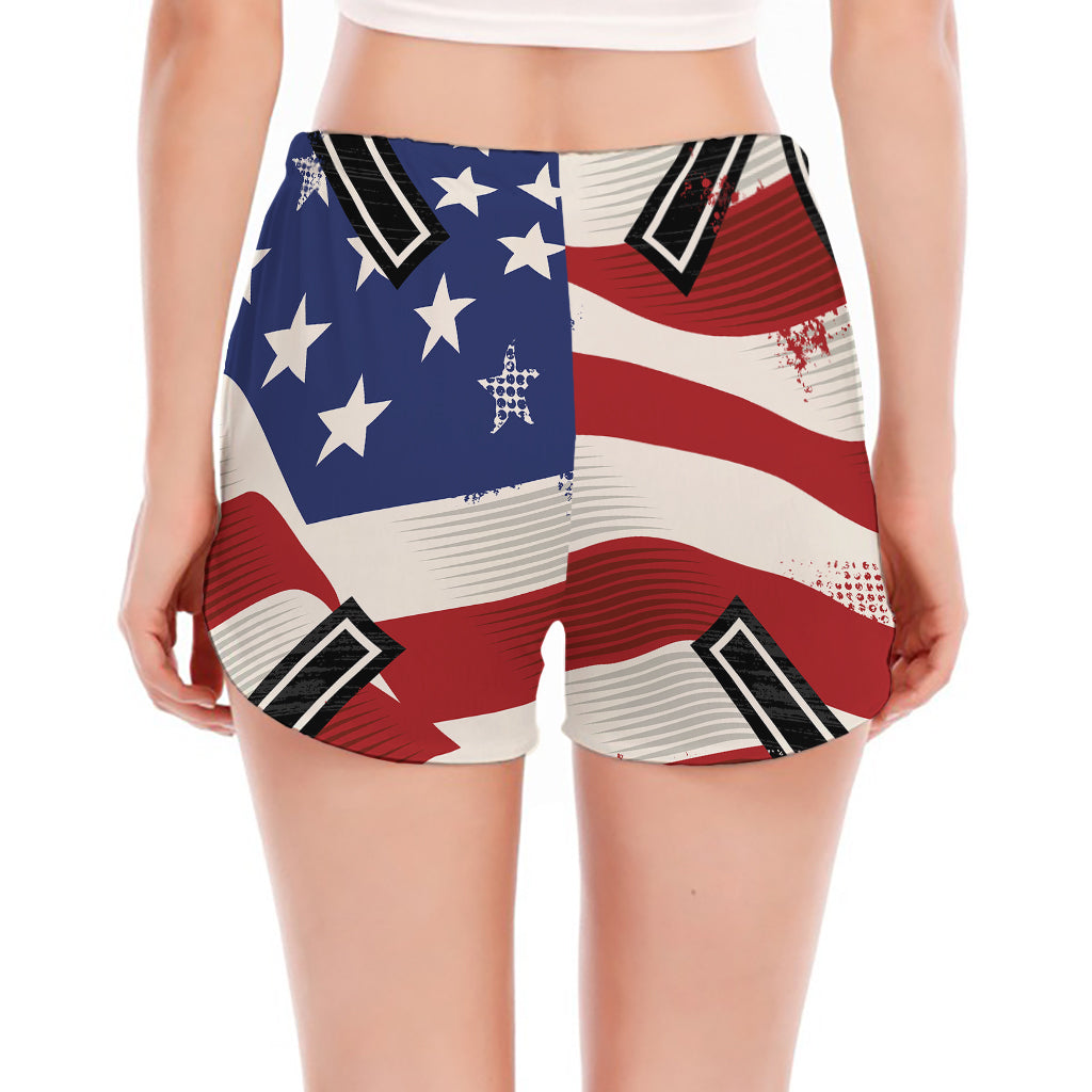 American Firefighter Emblem Print Women's Split Running Shorts