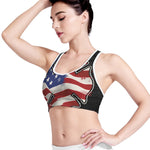 American Firefighter Emblem Print Women's Sports Bra