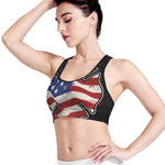 American Firefighter Emblem Print Women's Sports Bra