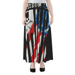 American Flag Freedom Life Print Chiffon Maxi Skirt