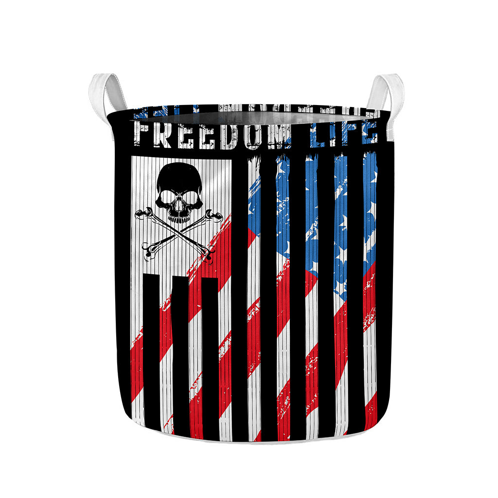 American Flag Freedom Life Print Collapsible Laundry Basket