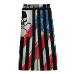 American Flag Freedom Life Print Cotton Front Slit Maxi Skirt