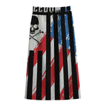American Flag Freedom Life Print Cotton Front Slit Maxi Skirt