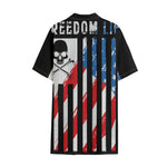 American Flag Freedom Life Print Cotton Hawaiian Shirt