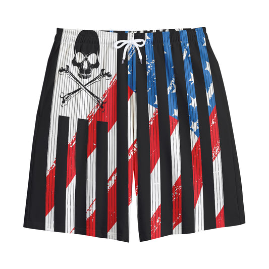 American Flag Freedom Life Print Cotton Shorts