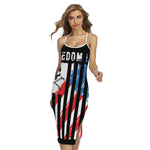 American Flag Freedom Life Print Cross Back Cami Dress