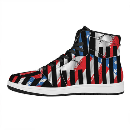 American Flag Freedom Life Print High Top Leather Sneakers