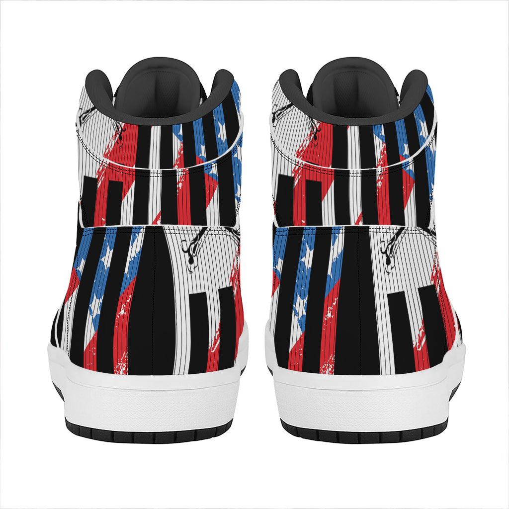 American Flag Freedom Life Print High Top Leather Sneakers