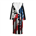 American Flag Freedom Life Print Hooded Bathrobe