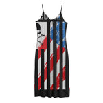 American Flag Freedom Life Print Jersey Midi Cami Dress