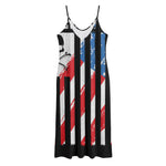 American Flag Freedom Life Print Jersey Midi Cami Dress
