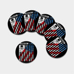 American Flag Freedom Life Print Leather Coaster Set