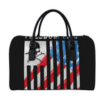 American Flag Freedom Life Print Leather Duffle Bag
