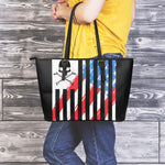 American Flag Freedom Life Print Leather Tote Bag