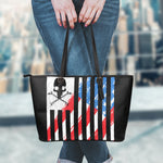 American Flag Freedom Life Print Leather Tote Bag