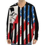 American Flag Freedom Life Print Long Sleeve Baseball Jersey