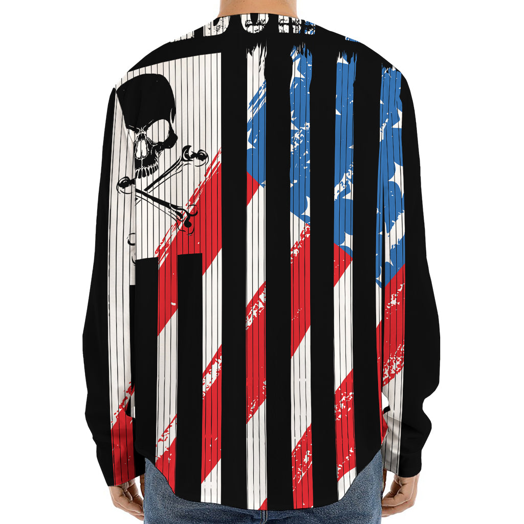 American Flag Freedom Life Print Long Sleeve Baseball Jersey