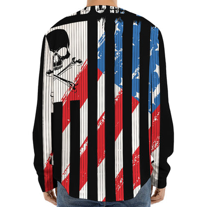 American Flag Freedom Life Print Long Sleeve Baseball Jersey