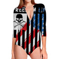 American Flag Freedom Life Print Long Sleeve Swimsuit