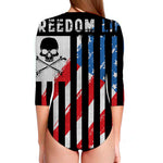 American Flag Freedom Life Print Long Sleeve Swimsuit