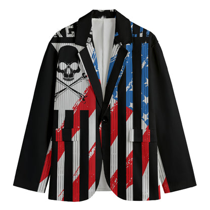 American Flag Freedom Life Print Men's Cotton Blazer