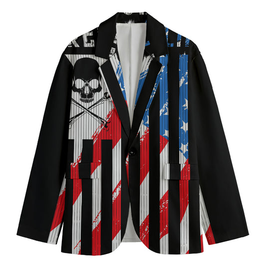 American Flag Freedom Life Print Men's Cotton Blazer