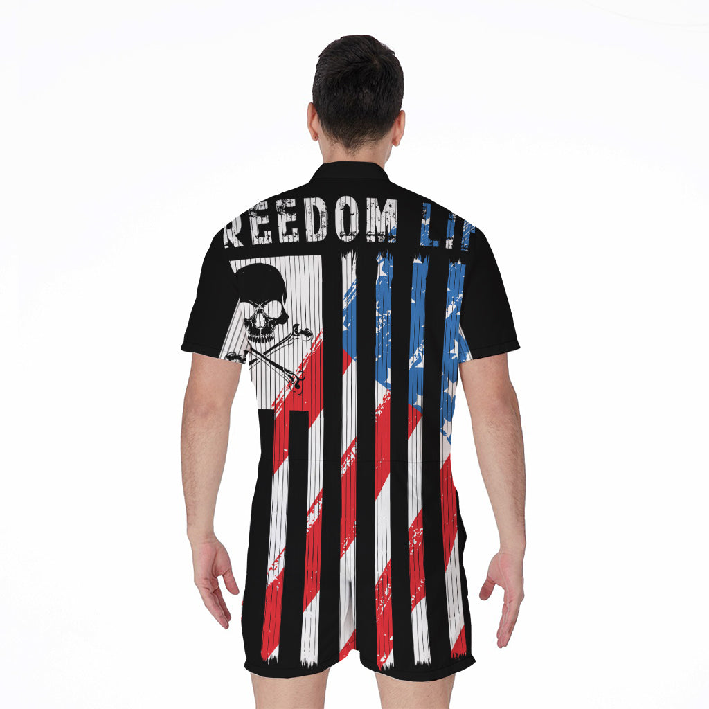 American Flag Freedom Life Print Men's Rompers