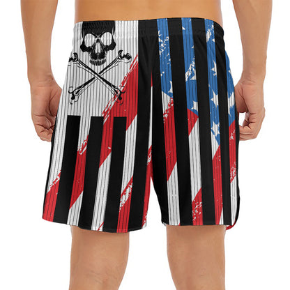 American Flag Freedom Life Print Men's Split Running Shorts