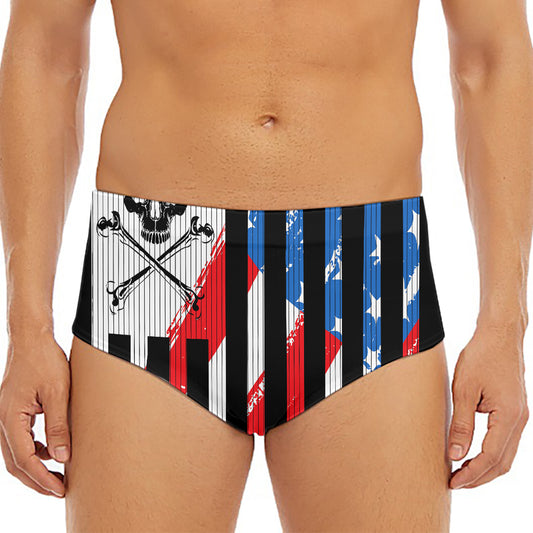 American Flag Freedom Life Print Men's Triangle Swim Briefs