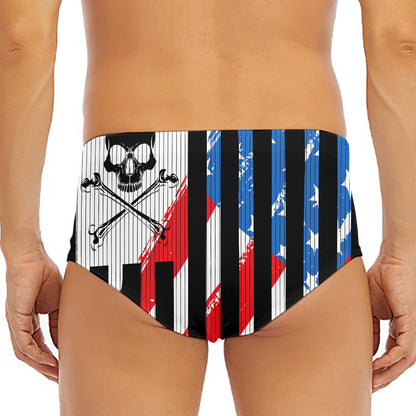 American Flag Freedom Life Print Men's Triangle Swim Briefs