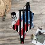 American Flag Freedom Life Print One Shoulder Bodysuit