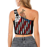 American Flag Freedom Life Print One Shoulder Crop Top