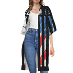 American Flag Freedom Life Print Open Front Beach Cover Up