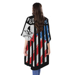 American Flag Freedom Life Print Open Front Beach Cover Up