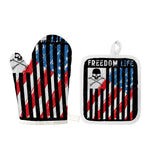 American Flag Freedom Life Print Oven Mitt And Pot Holder Set